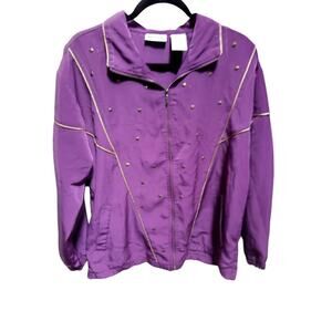 Blair Vintage 80's Women's Wind Breaker Purple Studded Size M